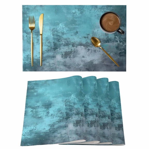 Teal Blue Placemats Set of 6 Ombre Modern Abstract Place Mats Table Mats Kitchen Dining Home Outdoor Party Table Decoration