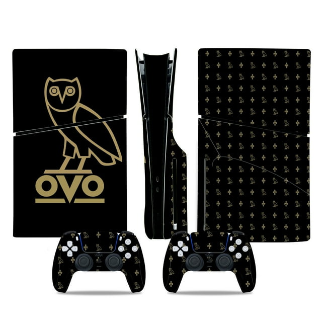 HHHC Vinyl Skin For PS5 Slim Disk Edition Console And Controllers Blackbird