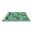 thumbnail image 2 of Ahgly Company Machine Washable Indoor Round Abstract Turquoise Blue Modern Area Rugs, 6' Round, 2 of 4