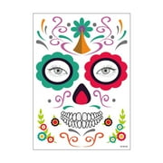 Temporary Face Makeup Stickers Day Of The Dead Sugar Flower Black Internet Red Rose Full Face Stickers Home Party Supplies