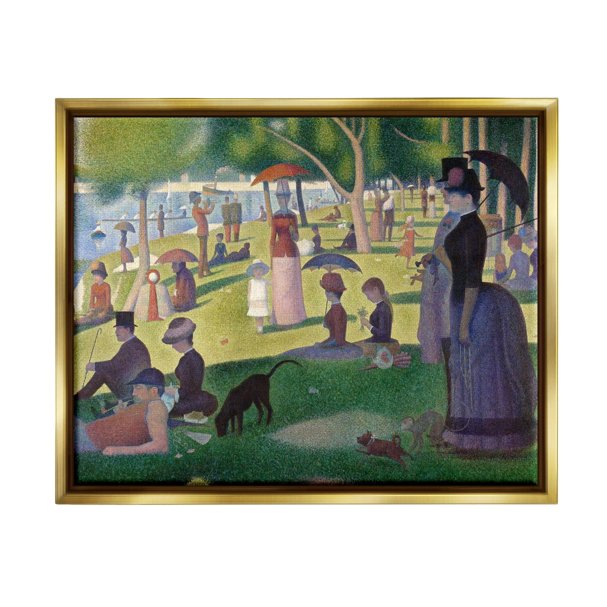 Stupell Industries Sunday on La Grande Jatte Georges Seurat Classic Painting Painting Metallic Gold Floating Framed Canvas Print Wall Art, Design by one1000paintings