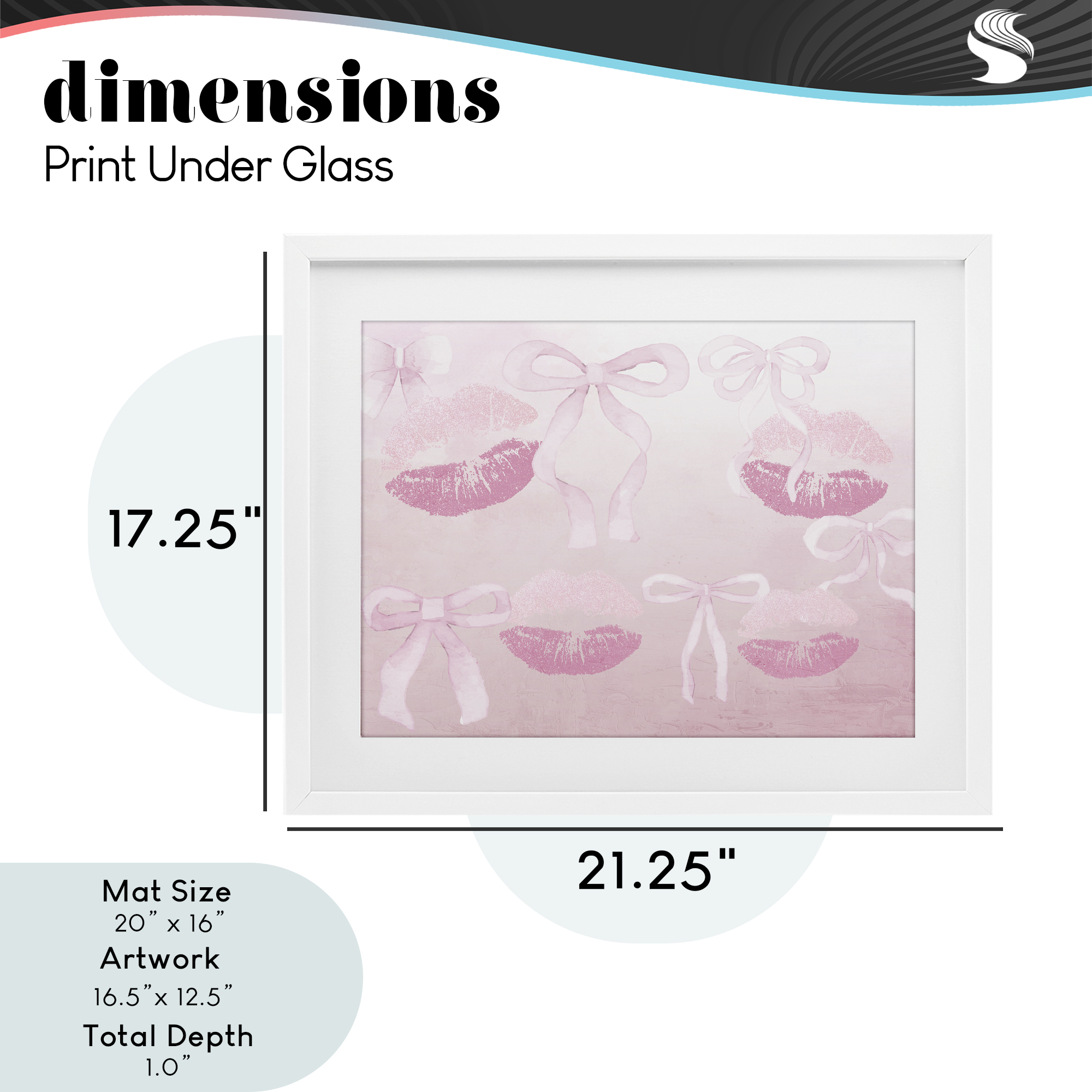 Dreamy Bows & Lips White Framed Print Under Glass, design by Kim Allen