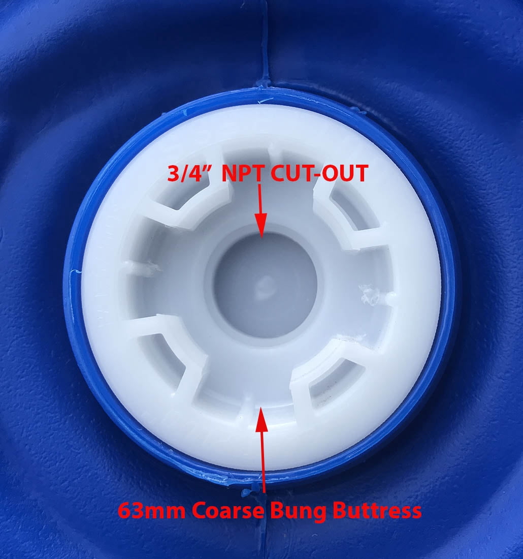 Baytec Containers 55 Gallon Blue Heavy Duty HDPE Plastic Water Barrel