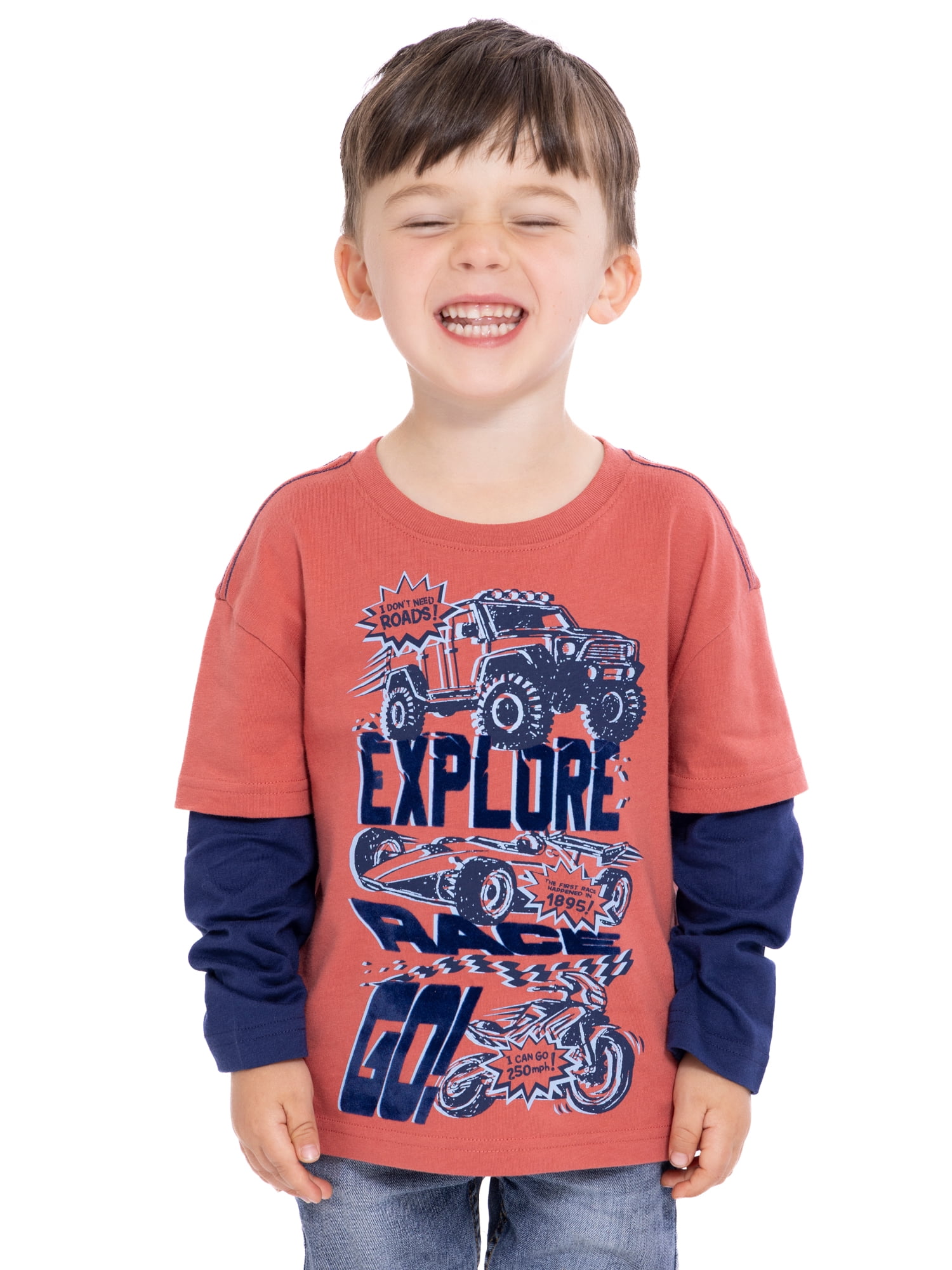 Wonder Nation Toddler Boys Hangdown Graphic Tee with Long Sleeves, Sizes 12M-5T