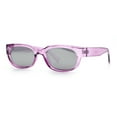 thumbnail image 4 of Womens Narrow Rectangle Silver Mirror Lens Mod Bevel Plastic Sunglasses Purple, 4 of 8