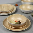 thumbnail image 6 of Melamine Dinnerware Set - 12pcs dinnerware set Indoor and Outdoor use, Bamboo Pattern Dishes Dinnerware Set for 4,Dishwasher Safe (Wood Grain), 6 of 7