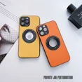 thumbnail image 2 of Para Magsafe Logo Hole Hollow funda de teléfono para iPhone 15 14 Plus 13 12 Pro Max carga inalámbrica magnética Funda de cuero PU a prueba de golpes, 2 of 5
