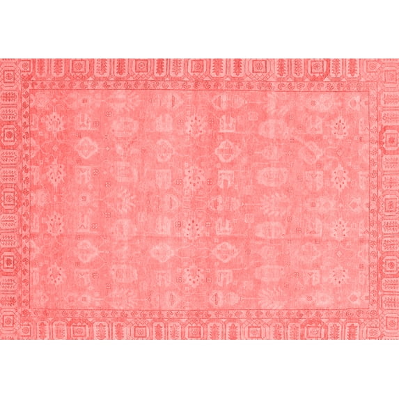 Ahgly Company Machine Washable Indoor Rectangle Abstract Red Modern Area Rugs, 7' x 9'