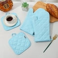 thumbnail image 3 of LEEYNEER 4pcs Set  Extra Thick Heat-Resistant Oven Mitts & Pot Holders  13” - Durable Cotton Kitchen Gloves and Pads for Cooking  Baking  Grilling - Gray, 3 of 7