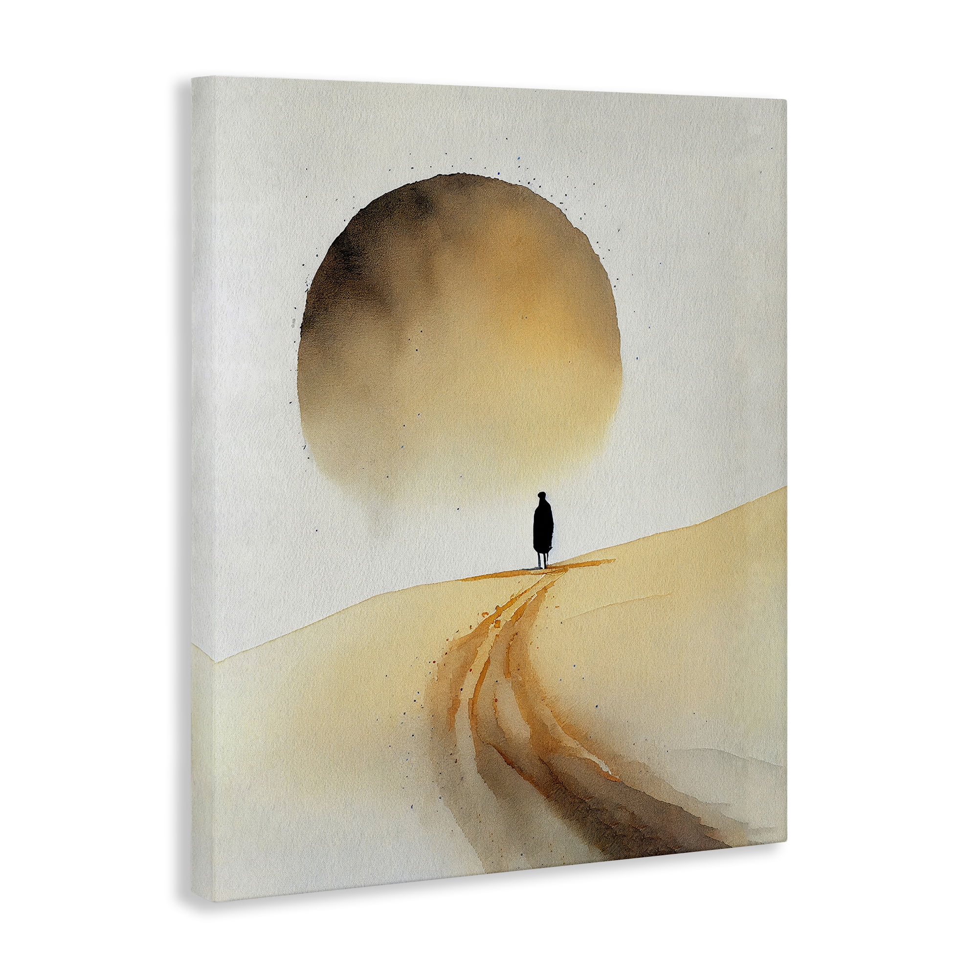 Stupell Industries Person Walking Desert Dunes Landscape Painting Gallery Wrapped Canvas Art Print Wall Art, 30 x 40