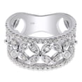 thumbnail image 3 of 3/4 ct. t.w Round Cut Lab Created Moissanite Diamond Double Row Floral Wedding Band Ring For Women In 10K Solid White Gold (G-H Color, VVS1 Clarity, 0.75 Cttw)-8.5, 3 of 7