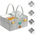 thumbnail image 1 of Caddy para pañales con asa organizador portátil para cambiador cuna coche y regalo de maternidad gris clásico, 1 of 8