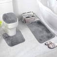 thumbnail image 4 of 3* Floor Mat 3 Pc Embroidery Design Bathroom Bath Mat Set Includes 1 Mat 1 Lid Toilet Cover 1 Bath Mat Ultra Absorbent Backings Toilet Mat, 4 of 4