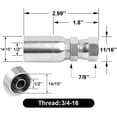 thumbnail image 2 of Manguera hidráulica 1/2 x 1/2 JIC 37°, conector de engarce giratorio hembra, 2 of 7