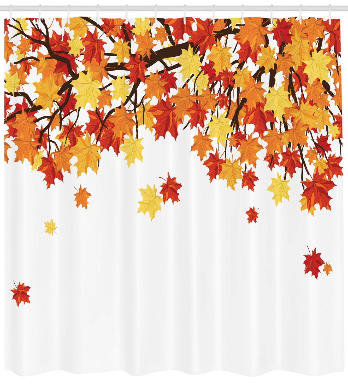 Autumn Shower Curtain, Fall Season Foliage on Tree Branches Canadian