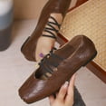 thumbnail image 7 of KEGIRLOM Women Fashionable Casual Square Toe Strap Comfortable And Versatile Solid Color Flat Sole Shoe Brown Size 7.5, 7 of 7