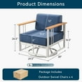 thumbnail image 7 of Unnifurnzi Outdoor Swivel Glider Patio Chairs-High Back Outdoor Swivel Rocking Chair Set of 4 Patio Furniture Set for Deck Porch Poolside Balcony-White/Blue, 7 of 7