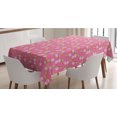 thumbnail image 1 of Ice Cream Tablecloth, Summer Desserts in Pinkish Tones Waffle Cones Joy Strawberry Delicious, Rectangle Satin Table Cover for Dining Room and Kitchen, 60" X 84", Pink and Pale Brown, by Ambesonne, 1 of 2