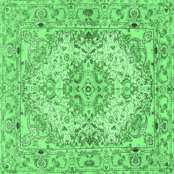 Ahgly Company Indoor Square Persian Emerald Green Traditional Area Rugs, 8' Square