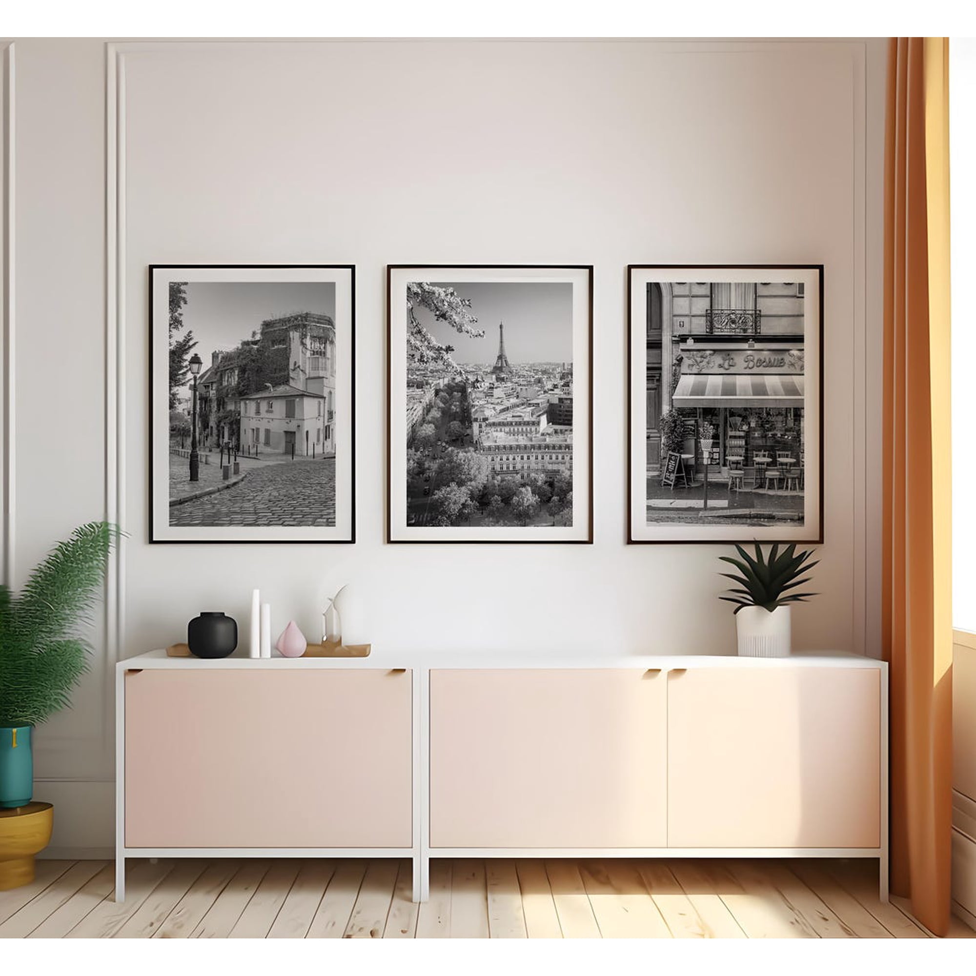 Set Of 3 Paris Black And White Version Wall Art Prints Travel Inspired Home And Office Decor