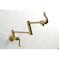 thumbnail image 4 of Kingston Brass KS4107DFL NuWave Two-Handle 1-Hole Wall Mount Pot Filler Faucet in Brushed Brass, 4 of 8