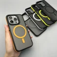 thumbnail image 3 of Case For iPhone 16 Pro Max Matte Translucent Armor Magnetic Case For iPhone 15 14 Pro Max Plus Magsafe Wireless Charging Cover Khaki For iPhone 14 Pro, 3 of 6