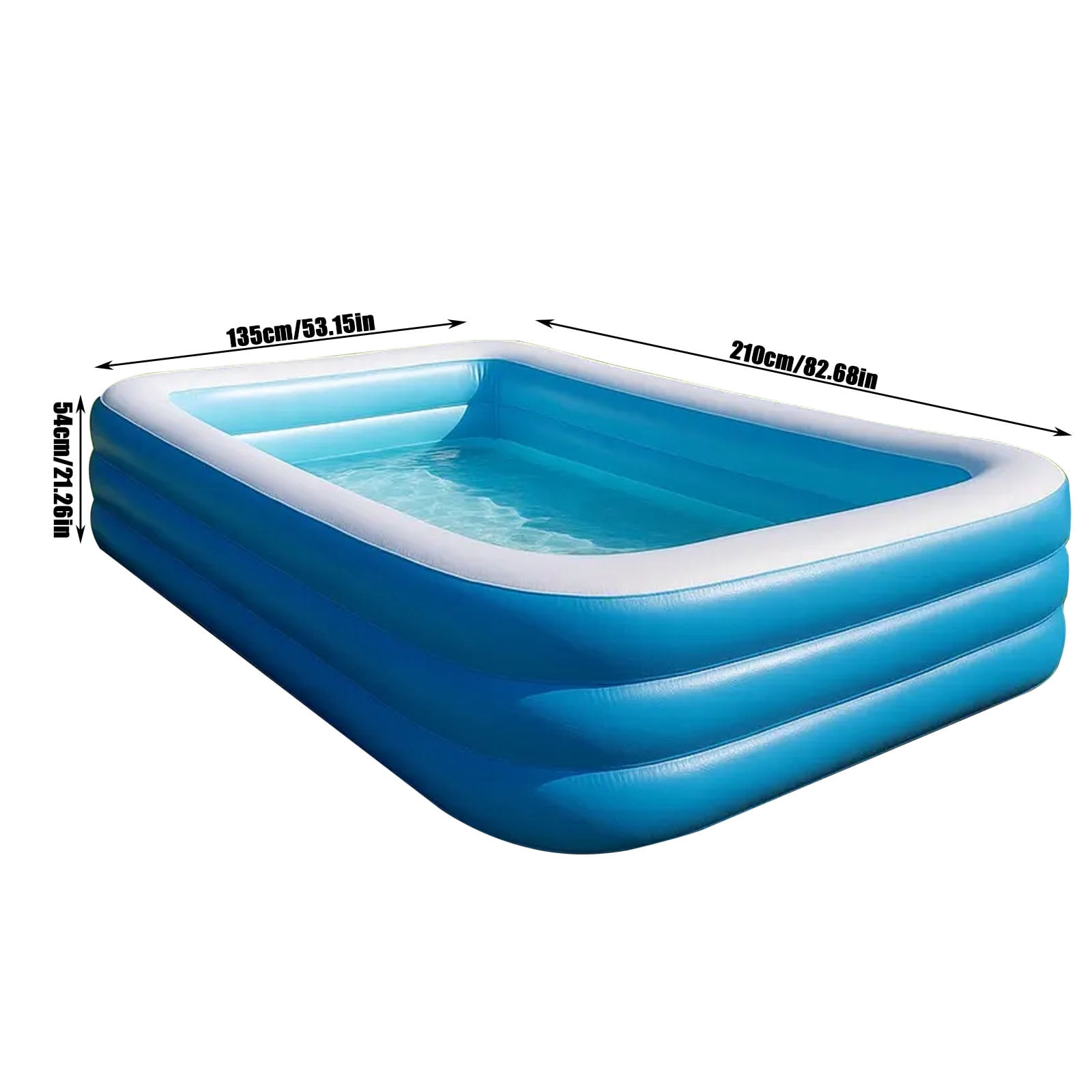 Inflatable Pool, 82.7" X 53.1" X 21.3" Family Swimming Pool with Drain Plug, Large Thickened Blow Up Swimming Pools Play Center, Foldable Swimming Pools for Outdoor, Garden, Backyard, Blue