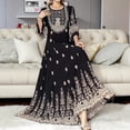 thumbnail image 3 of Bohemian Retro Embroidered Maxi Dress, Waist Flowy Dress for Dating, Party & Daily Wear, 3 of 5