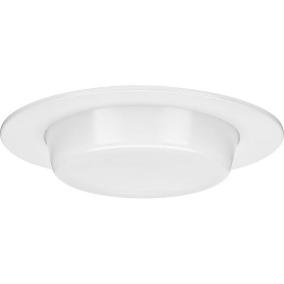 Progress Lighting, Drop Lensed, 1-Light, Shower Trim, Satin White, Frosted Opal Glass, Material: Steel, Width: 7.5", Height: 2.5"