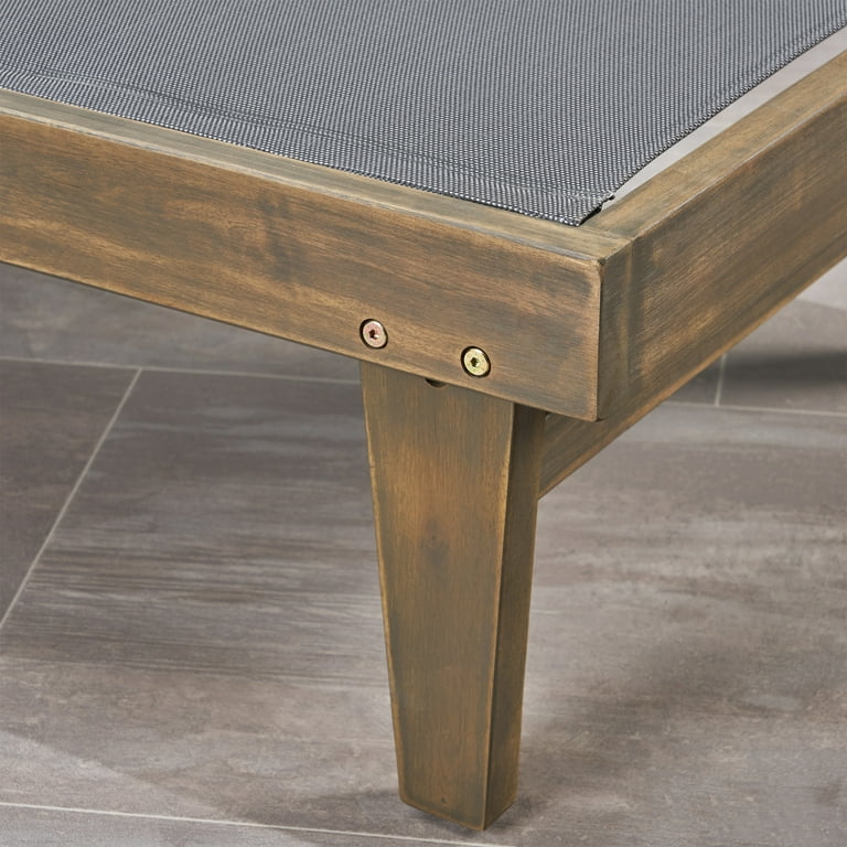 Annalee Outdoor Acacia Wood Chaise Lounge Grey Dark Grey