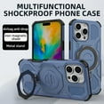 thumbnail image 2 of Compatible for iPhone 16 Case with Invisible Ring Kickstand, Secure Ring Holder Grip, Phone Case Compatible with Mag-Safe, Durable Shockproof Rugged Cover for iPhone 16, Blue, 2 of 6