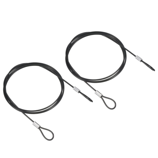 Cerradura de Cable de Seguridad de Acero Uxcell para Iluminación de Escenario, Cables de Alambre Negros 2mmx1m 2Pcs
