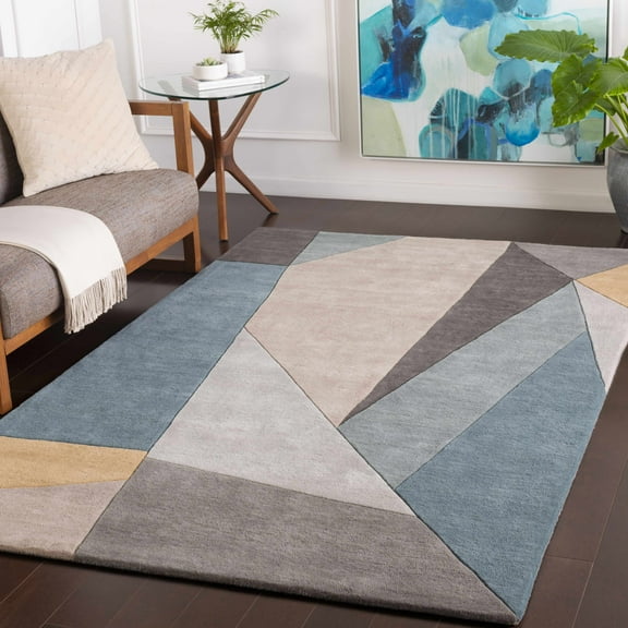 Hauteloom Salida Wool Living Room, Bedroom Area Rug - Modern - Gray, Green - 10' x 14'