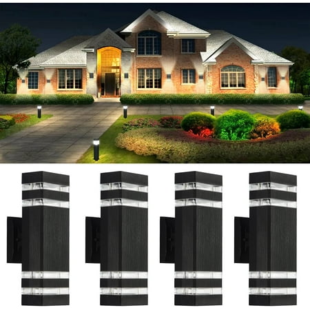 

4 Packs 14W 12inch LED Square Up&Down Wall Lights 4000K Day White Outdoor Wall Light Aluminum Body Waterproof IP65 led Porch Light for House Patio Garage Garden.