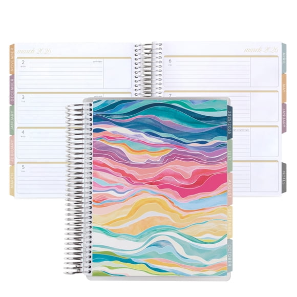 Erin Condren 12-Month Spiral Life Planner (Jul 2025 - Jun 2026), 7”x9” Weekly and Monthly Planner, 80 Lb. Text Weight Paper, Layers Color