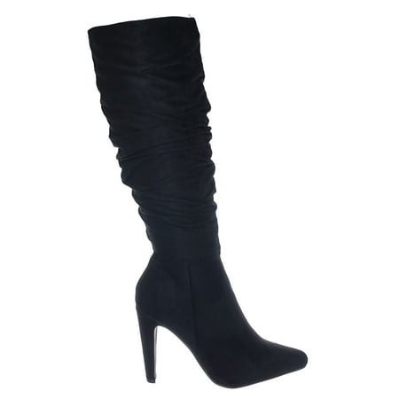 Delicious Knee Boots - Every by Delicious, Slim Cone Heel Pointed Toe Knee High Slouch Boots