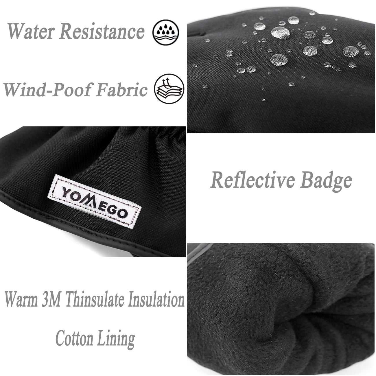 YOMEGO Warm Touchscreen Ski Gloves Winter Work Snow Gloves with 3M Insulated Cotton for Men and Women,Good for Skiing Snowboarding Driving Riding