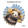 thumbnail image 3 of Placemats Set of 4 / 6, Clear Sky cute Sunflower Panda Placemats for Dining Table Indoor/Outdoors Heat Resistant Washable Placemats 18" x 12", 3 of 8