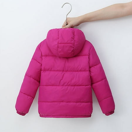 

TOWED22 Toddler Puffer Jacket Toddler Infant Coral Fleece Hood Jacket with Bear Ear Baby Boys Girls Winter Fall Zipper Lightweight Hoodies Hot Pink