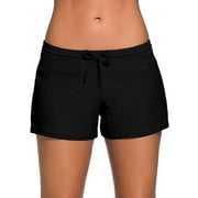LELINTA Women's Swim Shorts Solid Swimsuit Bottoms Quick Dry Swim Board Shorts with Adjustable Swimwear Trunks