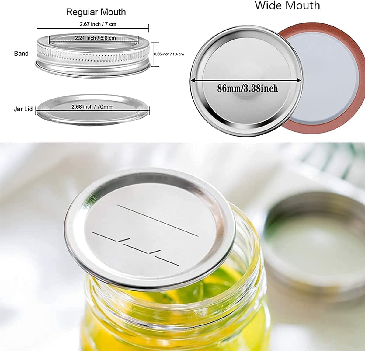 Regular Mouth Mason Jar Lids for Ball and Kerr Jars Silver, 26 Count FGSAEOR Canning Lids Split-Type Metal Canning Jar Lids with Silicone Seals for Canning 
