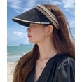 thumbnail image 3 of CoCopeaunts Women's Wide Brim Sun Hats, Pearl Straw Sun Visor Hat Summer UV Protection Beach Cap, Straw Golf Visor Hat for Girls, 3 of 7