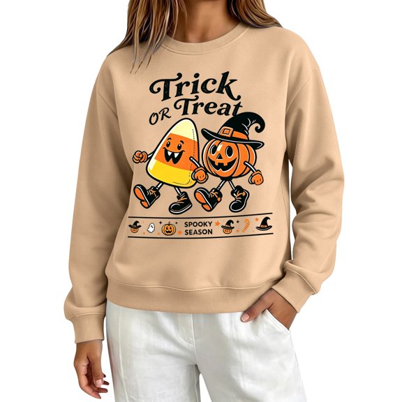 Halloween Sweatshirts for Women Halloween Costumes for Women Halloween Tops for Women Pullover Sweaters Crew Neck Sweatshirts Women Oversized Sweatshirt for Women Women Trendy Sweater