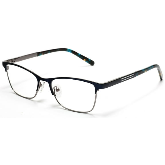 Tango Optics Cateye Metal Eyeglasses Frame Luxe RX Stainless Steel Jocelyn Burnell Blue For Prescription Lens -