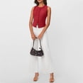 thumbnail image 5 of Lumtrix Womens Button Down Tank Top Going Out Ribbed Sleeveless Shirt Cropped Fitted Vest Y2k Fashion Trendy Summer Clothes Red XL, 5 of 5