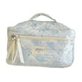thumbnail image 3 of Bolsa de Maquillaje de Viaje Acolchada, Bolsa de Maquillaje de Flores, Bolsa Organizadora de Lavado con Asa de Gran Capacidad, para La Familia Azul, 3 of 8