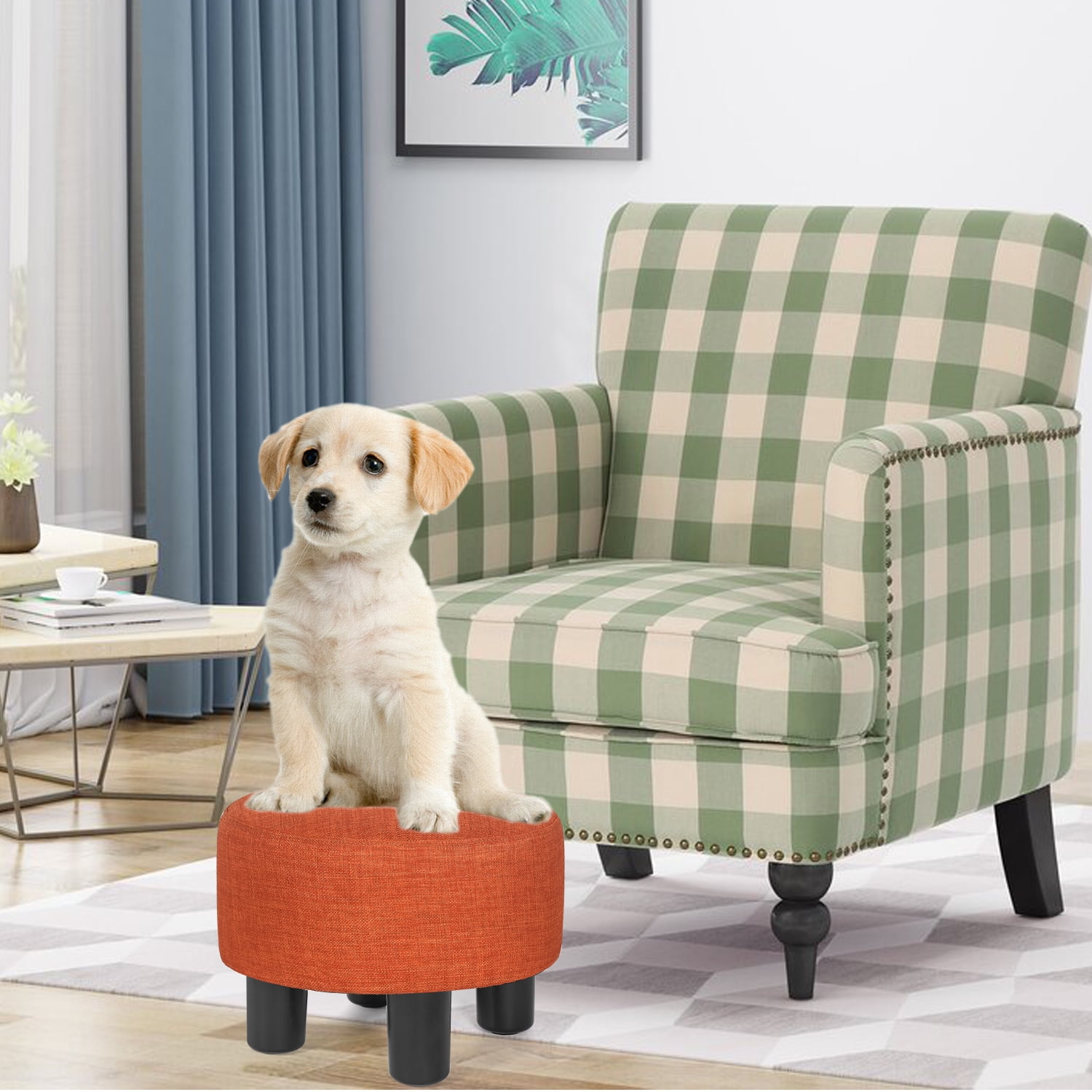 Homebeez Linen Ottoman Foot Stool Round Padded Foot Rest with Non-Skid Legs, Soft Step Stool for Couch, Desk, Hallway, Office, Lounge, Dorm Room Homebeez Linen Ottoman Foot Stool Round Padded Foot Rest with Non-Skid Legs, Soft Step Stool for Couch, Desk, Hallway, Office, Lounge, Dorm Room