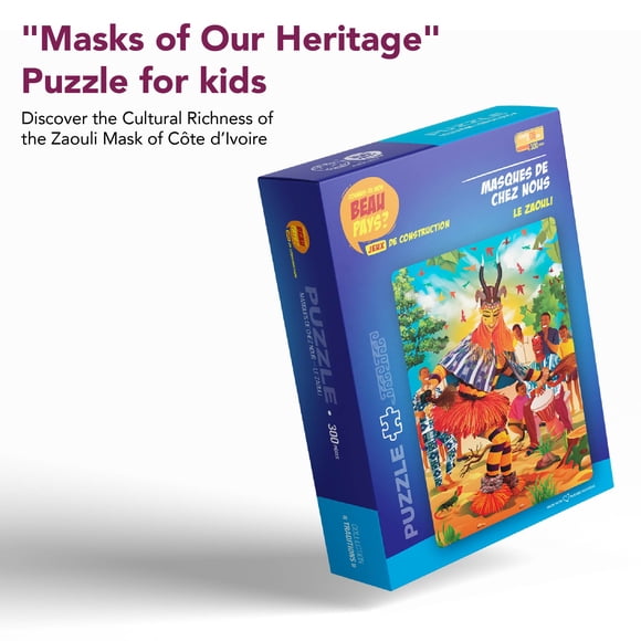 "Masks of Our Heritage" Puzzle for kids – Discover the Cultural Richness of the Zaouli Mask of Côte d’Ivoire