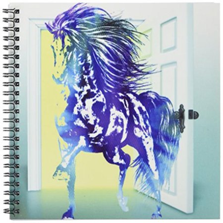 3dRose db_60104_1 Stallion Digital Horse with a Brilliant Door Background Drawing Book, 8 by 8-Inch