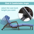 thumbnail image 3 of zzw Wicker Outdoor Chaise Lounge with Adjustable Back, Cup Holder and Thick Cushion, Brown DeepBlue, 3 of 8